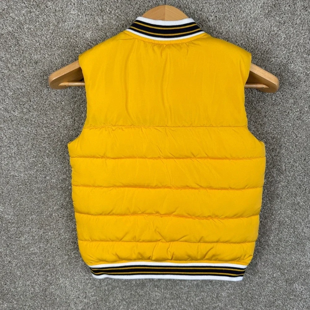Janie and Jack Yellow Varsity Puffer Vest Boys Size 7-8 Quilted Letterman J NEW